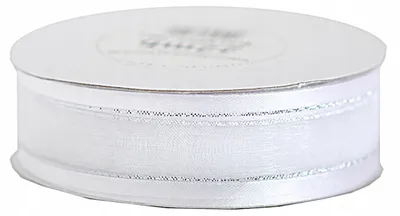 Image de Pogotowie Florystyczne Ruban mousseline passepoil SILVER 19mm blanc