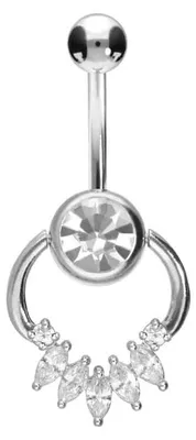 Produktbild von Bauchnabelpiercing Chirurgenstahl Bananabell RING + EINGEFASSTE KRISTALLTROPFEN