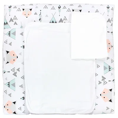 Produktbild von TupTam Wickelauflage inkl. 2 Frotteebezüge Modell MAR02579, Farbe: Grau / Fuchs Mint, Größe: 75 cm Länge / 65 cm Breite