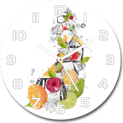 Produktbild von Wanduhr aus Glas 30fi Glasbild Glasuhr Gehärtetes Glas - weisse-zeiger - Fruit with ice