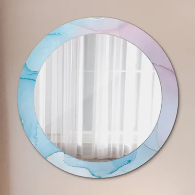 Produktbild von Dekospiegel – Hängespiegel Wandspiegel Spiegel mit Aufdruck – Spiegel – Schlafzimmer - Modern Marmor Textur - Runder: Ø70cm
