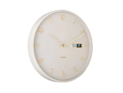 A wall clock with a date display.