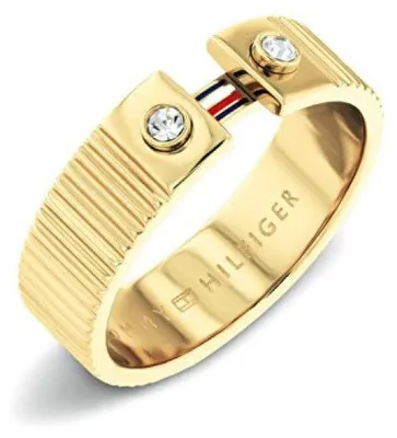 Productafbeelding van Goudkleurige ring met kristalaccenten, model 2781052 - Diameter: 56 mm