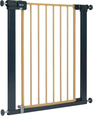 Image de Barrière de Sécurité Enfant, Easy Close, Effet Bois, 73-80 cm, Fixation Pression, Sans Vis, Extensible jusqu'à 136 cm