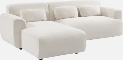 Produktbild von sweeek - Ecksofa, 3-Sitzer mit Teddy Bouclé-Bezug - Creme