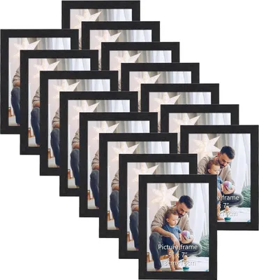 Obrázek produktu pro sada 15 rámečků na fotografie 13x18 cm černá s dřevěnou strukturou, koláž na fotografie 18x13, montáž na stěnu nebo na stůl