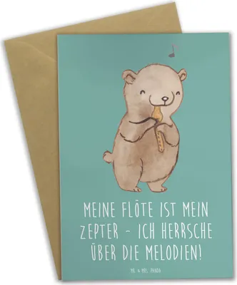 Produktbild von Mr. & Mrs. Panda Beileidskarte Flötenzauber - Meeresbrise - Geschenk, osterkarten, Klappkarte, Melodie, Windinstrument, Musikinstrument, Musik, Grußkarte, Flötist, Lernen