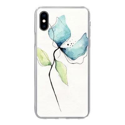 Produktbild von MuchoWow® Handyhülle Schutzhülle Hülle für iPhone Xs Blumen - Aquarell - Blau Silikon Softcase Handy Hülle - Handytasche