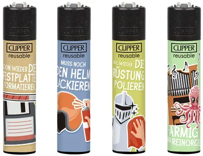 Produktbild von Clipper Feuerzeug 4er Set Trinksprüche