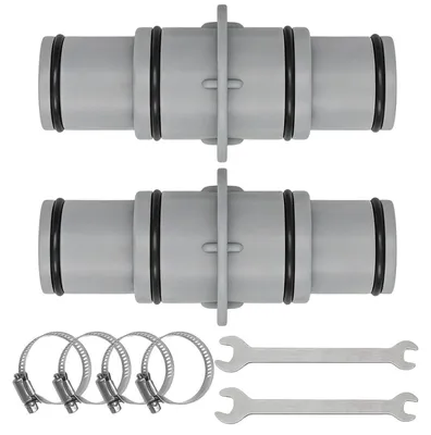 Zdjęcie produktu dla Adapter do węża basenowego, średnica 32 mm do 38 mm, 2 sztuki, wykonany z PVC/nierdzewnej stali