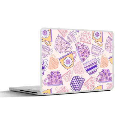 Produktbild von MuchoWow® Laptop Aufkleber Sticker Cover Muster - Teetassen - Tee 31x22.5 cm - Laptop-Deko