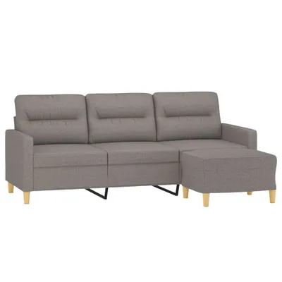 Produktbild von vidaXL 3-Sitzer-Sofa mit Hocker Taupe 180 cm Stoff