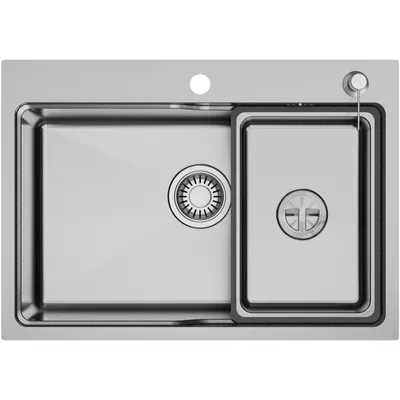 Produktbild von CECIPA MAX Küchenspüle 68 x 48 cm, Einzelspüle aus Edelstahl mit Korb, Seifenspender und Ablaufgarnitur ,für 80 cm breiten Unterschrank,silber
