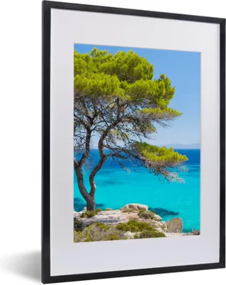 Produktbild von MuchoWow® Gerahmtes Poster Baum - Meer - Tropisch - Sommer 30x40 cm - Poster mit Schwarzem Bilderrahmen Wandposter Rahmen Foto Bilder - Wandposter Schlafzimmer