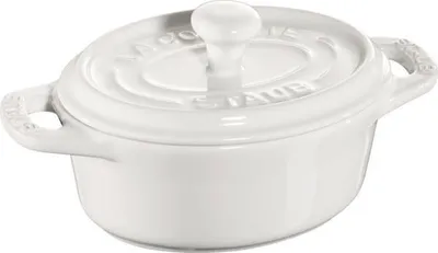 Produktbild von STAUB Mini-Cocotte Keramik, oval, mit Deckel, Inhalt: 0,20 Liter, weiß
