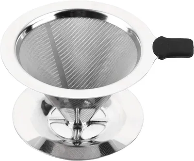 Produktbild von Kaffeebereiter Pour Over Coffee Dripper, Edelstahl, doppelschichtig, papierlos, wiederverwendbarer feinmaschiger Filter für 1–2 Tassen Kaffeemaschine