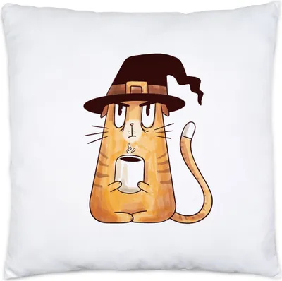 Produktbild von Katzen Hexe Kissen Halloween Catlover Katzenliebhaber Witch Magic Kaffetasse Coffecup Mug Kitty Trick or Treat