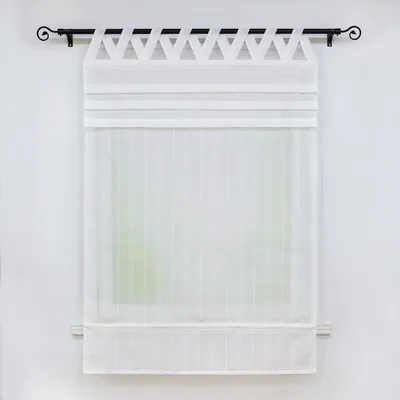Produktbild von Delien Raffrollo mit V Schlaufen Leinenoptik Raffgardinen Halbtransparent Schlaufenrollo Modern Vorhang, Weiß BxH 100x140 cm