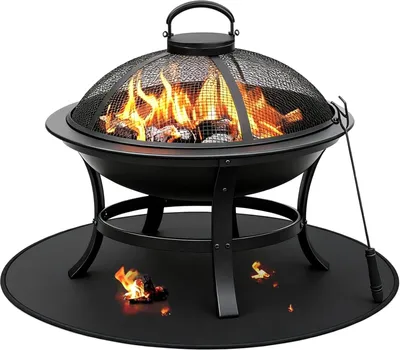 Produktbild von Feuerfeste Unterlage 60cm, Feuerstellenmatte, Runde Grillmatte Bodenschutz, Feuerfeste Matte, ölbeständig wasserdicht unter Boden BBQ Zubehör