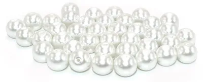 Produktbild von Vintageparts Glaswachsperlen rund weiß 10 mm, 40 Stück