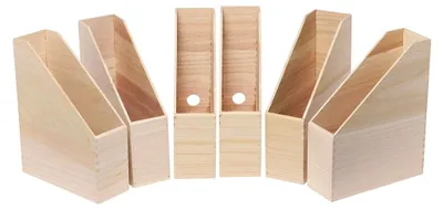 Produktbild von 6er-Set Stehsammler aus Holz Zeitschriftenbox Steh-Ordner Zeitschriftensammler mit Griffloch 25x9x32cm