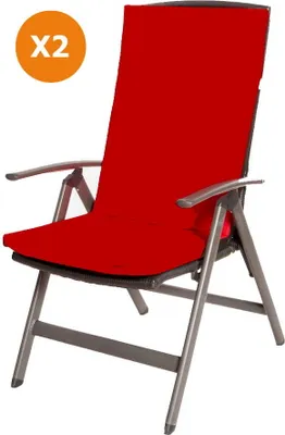 A red chair cushion set on a white background.
