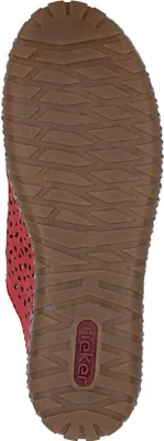 Produktbild von Rieker Damen Slipper Leder Mokassin mit Lochmuster und Gummizug Schnürung M2856, Größe:39 EU, Farbe:Rot