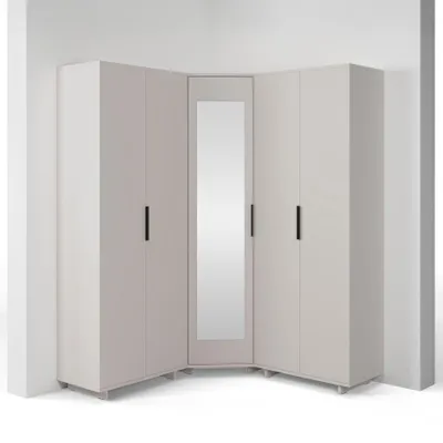 Produktbild von Eckschrank Napoli Version 9, Kleiderschrank mit Spiegel, Cashmere