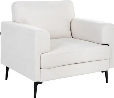 Obrázok produktu pre Kreslo BELIANI, svetlo béžová látka, čalúnené, kovové nohy, minimalistický štýl, moderný štýl polovice storočia, jednoduché podrúčky
