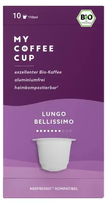 Produktbild von My Coffee Cup Lungo Bellissimo, Kaffeekapsel, Lungo, Medium geröstet, Nespresso, 7/10, Violett