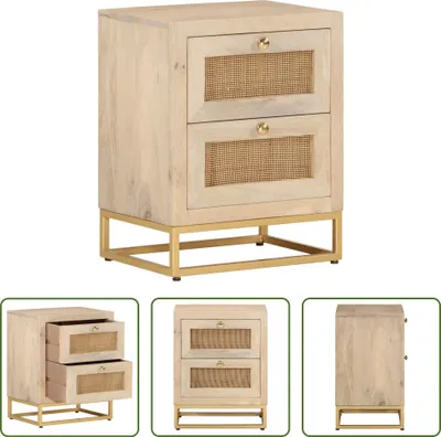 Produktbild von The Living Store Nachttisch 40x30x50 cm Massivholz Mango und Eisen