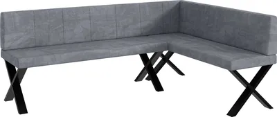 Produktbild von MEBLINI Eckbank für Esszimmer - Küchenbank - Essecke - Sitzecke Küche - PETER - X-Beine 142x196x87cm Rechts - Grau Samt