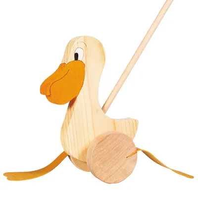 Image de Goki Houten Duwfiguur Pelikaan