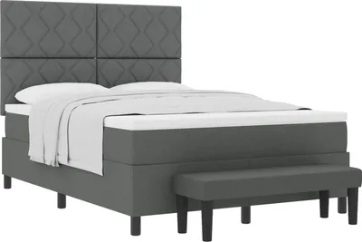 Obrázek produktu pro vidaXL Postel se skříňovou pružinou a čelem tmavě šedá 160 x 200 cm látka