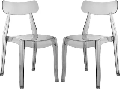 Immagine prodotto di Set di 2 sedie in policarbonato trasparente dal design moderno e intramontabile, leggere, robuste e impilabili, ideali per cucina, sala da pranzo, bar e ristorante - GEMMA - Fumè