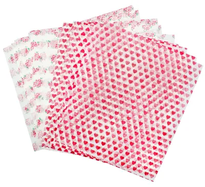 Produktbild von Wachspapier – mit Herz- und Rosenmuster – 100 Stück – 21 x 25 cm