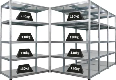 Produktbild von Mega Deal | 4x Schwerlastregal Steel Eagle | HxBxT 180x120x60cm | Fachlast 130kg | Verzinkt