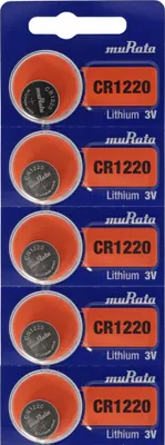 Produktbild von 5 Stück CR1220 Lithium Batterie IEC CR1220, 3 Volt max. 38mAh, 12x2mm