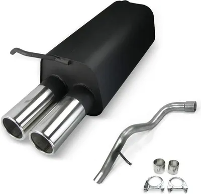 Produktbild von JOM Stahl Edelstahl Endschalldämpfer Sport Auspuff Audi A3 8L 2x76 rund