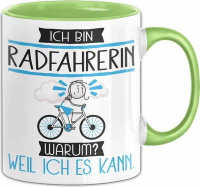 Produktbild von Radfahrerin Tasse Geschenk Ich Bin Radfahrerin Warum Weil Ich Es Kann Geschenkidee Geburtstag (Grün)