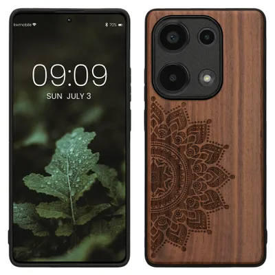 Produktbild von kwmobile Handyhülle für Xiaomi Redmi Note 13 Pro 4G Hülle Holz - Case mit TPU Bumper - Stoßfestes Hardcase - Schutzhülle Cover in Dunkelbraun