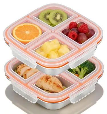 Obrázek produktu pro Sada 2 nerezových snackboxů, opakovaně použitelných Bento boxů