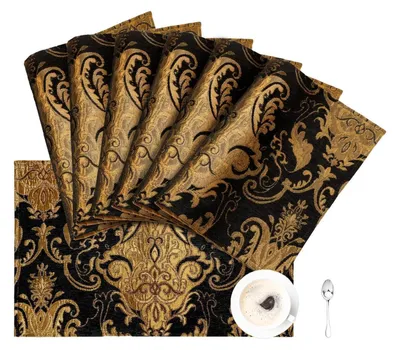 Immagine prodotto di Set di 6 tovagliette, tessuto jacquard, lavabili, 30x45 cm, colore nero