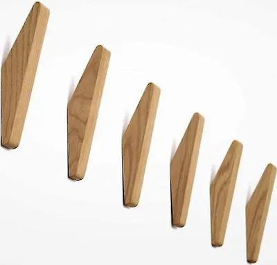 Produktbild von 6 Stück Vintage-Holzhaken, Holzhaken, 5 kg Tragkraft, Wandhaken, Bademantelhaken, Huthaken, Kleiderhaken, Mehrzweckhaken, Schlüsselhaken (6er-Set)