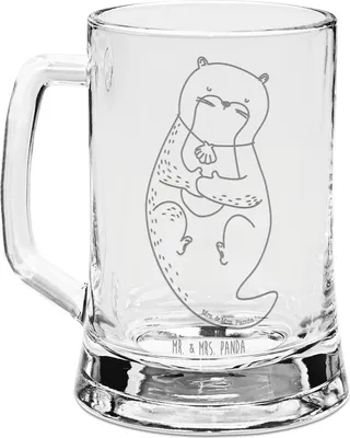 Produktbild von Mr. & Mrs. Panda Seidel Otter Muschel - Transparent - Geschenk, Glaskrug, Süß, Humpen, Gravur Bierkrug, Seeotter, Motivation, Bierhumpen, Krug, Medaillon