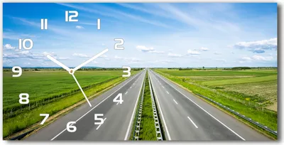 Produktbild von Wanduhr aus Glas – 60x30 cm - Glasbild - Glasuhr - Gehärtetes Glas - weisse-zeiger - Autobahn