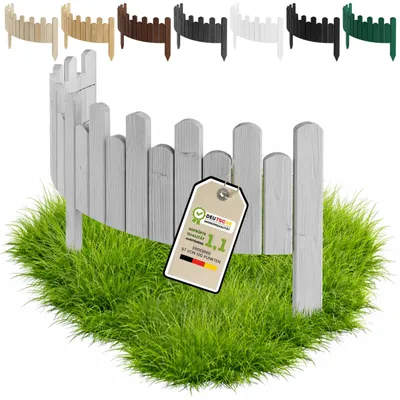 Produktbild von Floranica Beeteinfassung Holz Rollzaun 15 cm x 100 cm Silber Beetumrandung Rasenkante Rollborder Palisade Gartenzaun