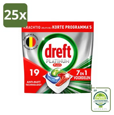 Produktbild von 25 x Dreft Platinum Plus All-in-One Geschirrspültabs - Großpackung - 25 Stücke