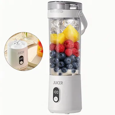 Produktbild von Mini Smoothie Maker tragbar 600ml, USB wiederaufladbar, kompakt Mixer für Reisen, Büro & Fitness, BPA-frei, 12 Klingen