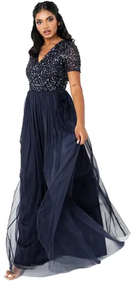 Produktbild von Maya Deluxe Damen Ballkleid Abendkleid V-ausschnitt Maxi Länge Pailletten Kurze